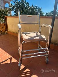 Sedia da Doccia con Ruote e Piedini Pieghevoli