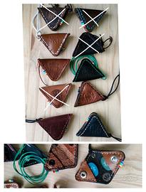 collana porta plettri chitarra vera pelle e cuoio