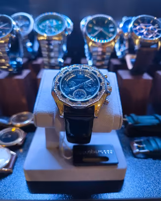 Orologio Roccobarocco Cristalli Pelle Nero Nuovo