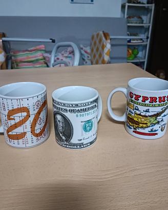 tre tazze grandi per il latte da collezione 
