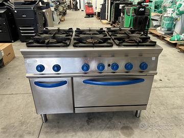 Cucina a gas 6 fuochi con forno e cassetto