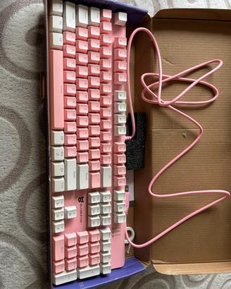 Tastiera Gaming Meccanica Rosa e Bianca - Nuova