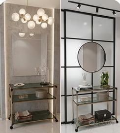 carrello cromo/vetro fumé 42x85h 73cm