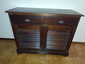 Mobiletto in Legno Massello Stile Etnico/coloniale