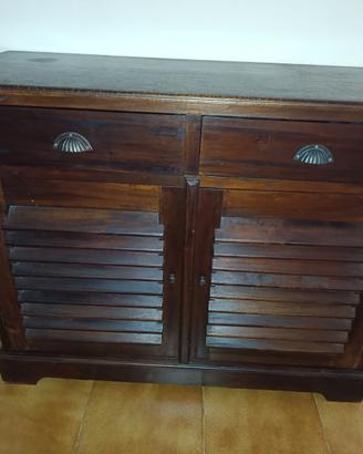 Mobiletto in Legno Massello Stile Etnico/coloniale