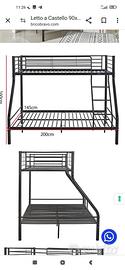 letto a castello in ferro 3 posti