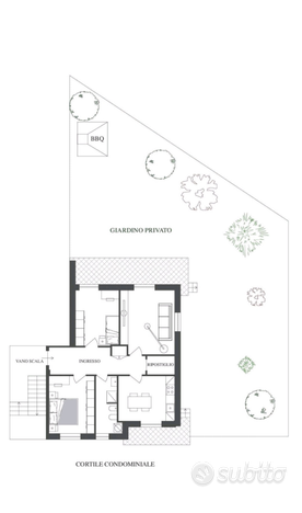 Quadrilocale con giardino e doppio box auto