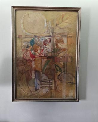 Quadro Dipinto Olio Composizione Astratta/Cubista
