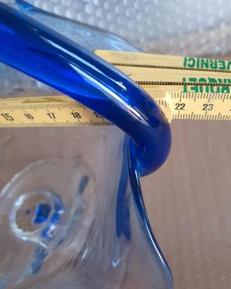 centrotavola in vetro blu vintage 