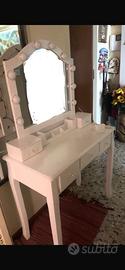 Toeletta Make Up con Specchio Luci e Sgabello