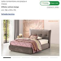 Letto contenitore una piazza e mezza + materasso