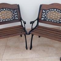 Panchine d'epoca in legno e ghisa 