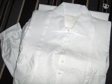 Camicia da Notte con Ricamo Bianco in Cotone Makò