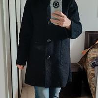 cappotto invernale nero  in tessuto bouclé 