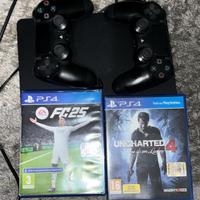 PS4+2 controller+ Tutti i cavi necessari+ FC 25+ 4