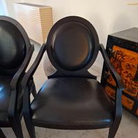 Poltrone Smania in pelle nera e legno  Lux