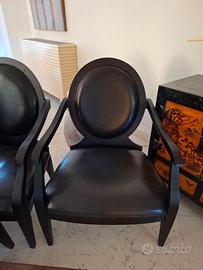 Poltrone Smania in pelle nera e legno  Lux