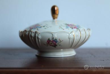 Biscottiera in ceramica dipinta a mano con fior