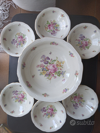 Servizio macedonia bavaria 7pz fiori rosa iris oro