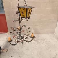 Lampadario ferro battuto e plafoniera