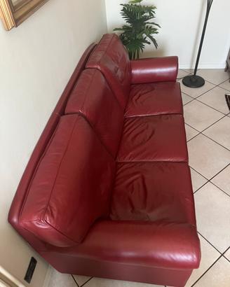 divano-letto 3 posti in vera pelle