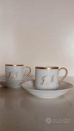 2 tazzine Heinrich in porcellana con monogramma MF