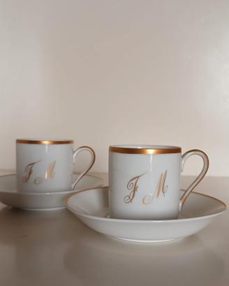 2 tazzine Heinrich in porcellana con monogramma MF