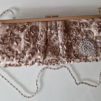 Pochette clutch seta ricamata Caractère champagne