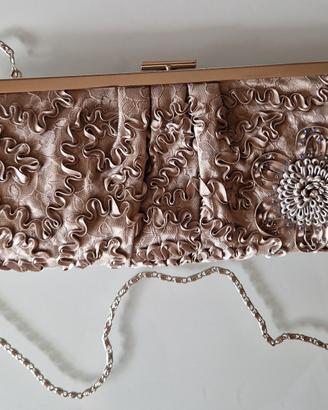 Pochette clutch seta ricamata Caractère champagne