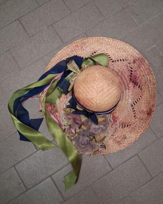 Cappello  d paglia  con fiori