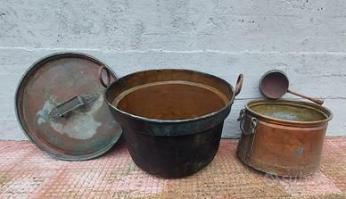 Pentoloni in rame d'epoca 