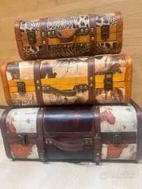 Set 3 Bauli Vintage Decorativi – Valigie Stile Via