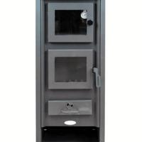 STUFA A LEGNA ACCIAIO VETRO 12 KW CON PORTALEGNA F
