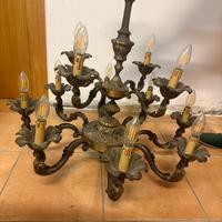 Coppia lampadari fiamminghi anni 50 bronzo