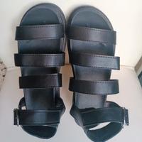 Sandali stile Dr Martens, neri, similpelle 