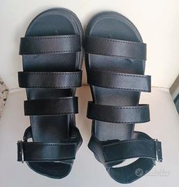 Sandali stile Dr Martens, neri, similpelle 