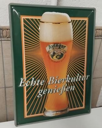 VECCHIA LATTA INSEGNA PUBBLICITARIA BIRRA VINTAGE