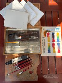 Valigetta legno tavolozza pittura belle arti