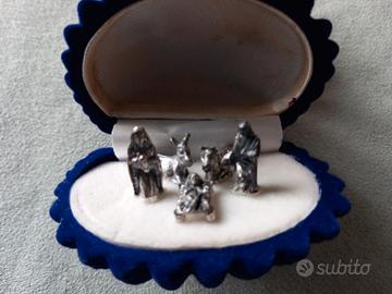 Presepe natività in miniatura  placcato argento