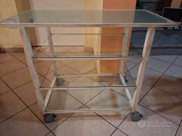 tavolino porta tv televisore ruote routine vetro 