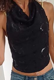 Top decorato a schuena scoperta