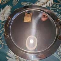Vassoio inox con manici placcati oro 24k VEMI