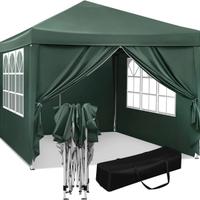 Gazebo Verde Richiudibile 3x3m con Telo Impermeabi