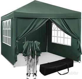 Gazebo Verde Richiudibile 3x3m con Telo Impermeabi