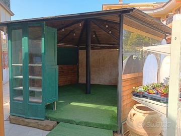 Gazebo Esagonale in Legno e Ferro