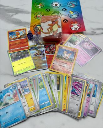 60 Carte Pokémon Miste + Gadget