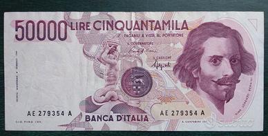 50000 lire primo tipo Bernini decreto E
