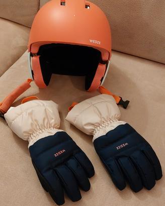 Casco sci + guanti bambina/bambino