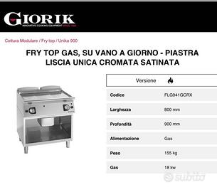 FRY TOP SU VANO A GIORNO -PIASTRA LISCIA UNICA CRO