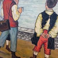 Dipinto su lastra di ghisa fine secolo